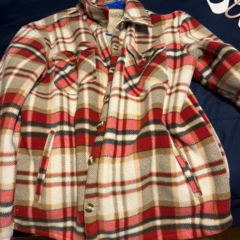 Plaid Kids Jacket - Red, Brown, Cream